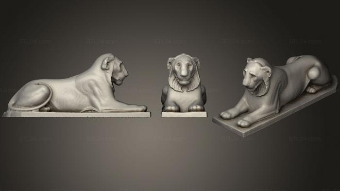Статуэтки животных (Лежащий Лев, STKJ_1129) 3D модель для ЧПУ станка